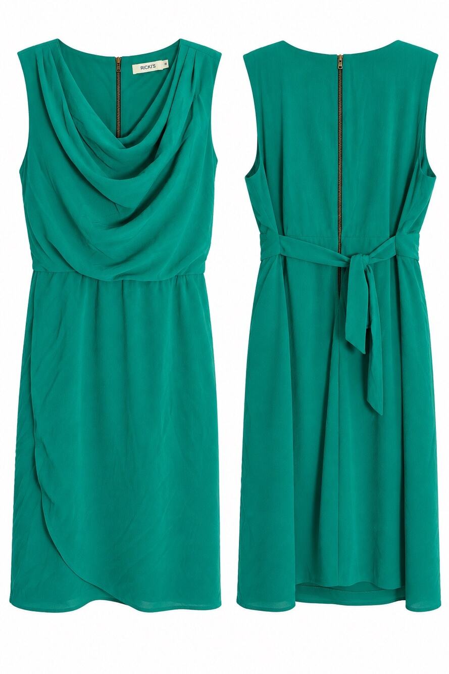 Ricki’s Teal Green Cowl Neck Sleeveless Dress – Size 18